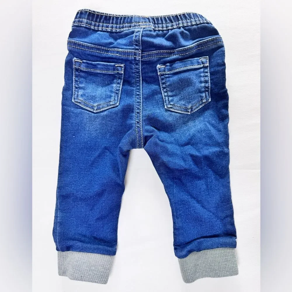 Cat & Jack Baby Girls Blue Jeans with Gray Cuffs Size 6-9 Months